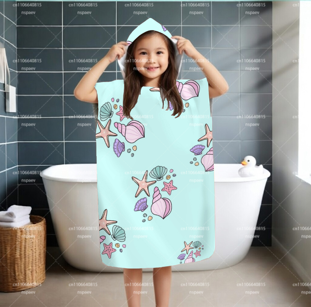 Hooded Bath Towel - 어린이용 후드 목욕 타월, 귀여운 불가사리