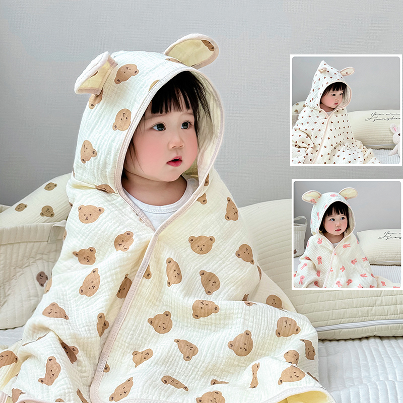 Hooded Bath Towel - 아기 목욕 타월 4겹 거즈 면