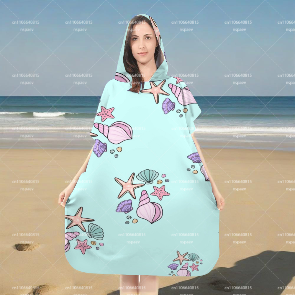 어린이용 후드 목욕 타월, 귀여운 불가사리 조개 프린트 - Hooded Bath Towel 리뷰 및 가격