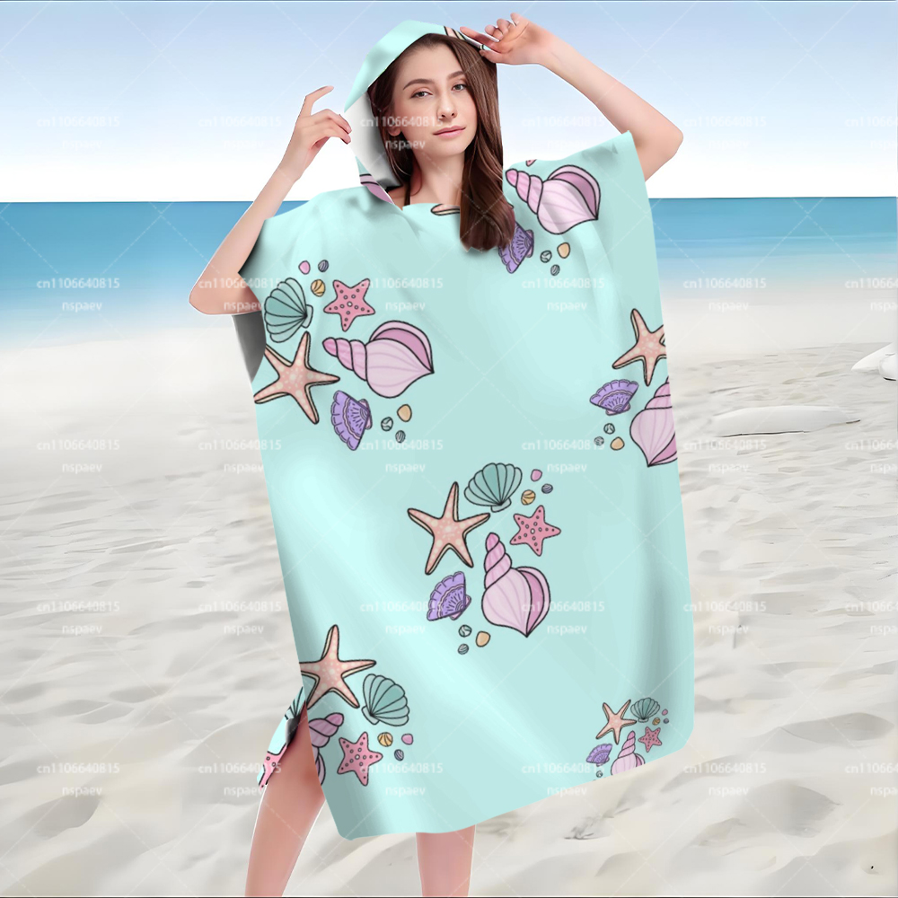 어린이용 후드 목욕 타월, 귀여운 불가사리 조개 프린트 - Hooded Bath Towel 리뷰 및 가격