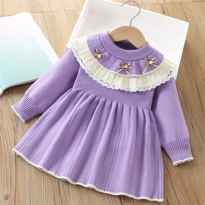 아기 소녀 니트 드레스 어린이 가을 꽃 스웨터 가운 어 - Baby Clothing Jumper 리뷰 및 가격