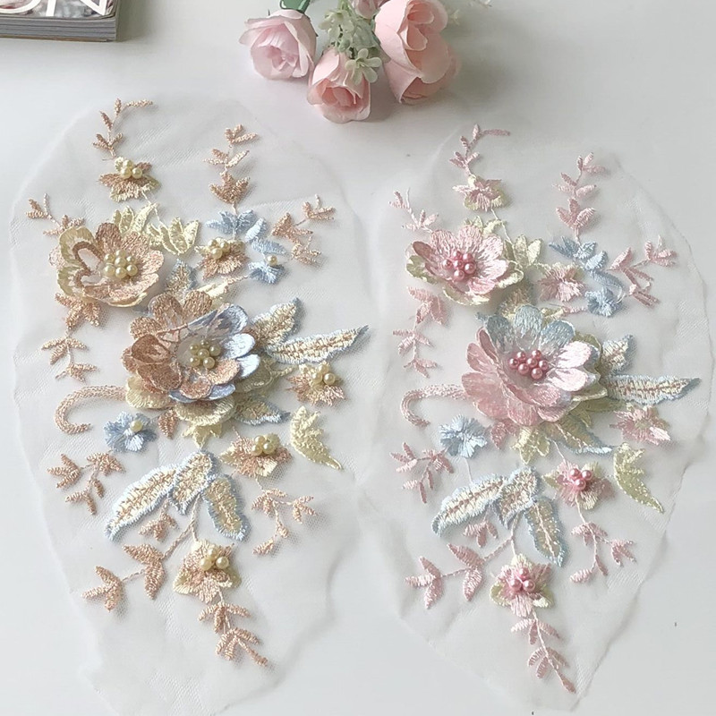 레이스 패치 메쉬 그물 자수 원단 구슬 3D 꽃 아플리 - Baby Clothing Embroidery 리뷰 및 가격