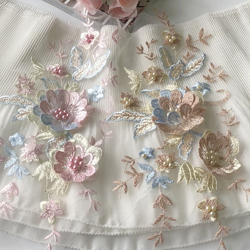 레이스 패치 메쉬 그물 자수 원단 구슬 3D 꽃 아플리 - Baby Clothing Embroidery 리뷰 및 가격