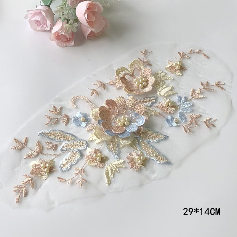레이스 패치 메쉬 그물 자수 원단 구슬 3D 꽃 아플리 - Baby Clothing Embroidery 리뷰 및 가격