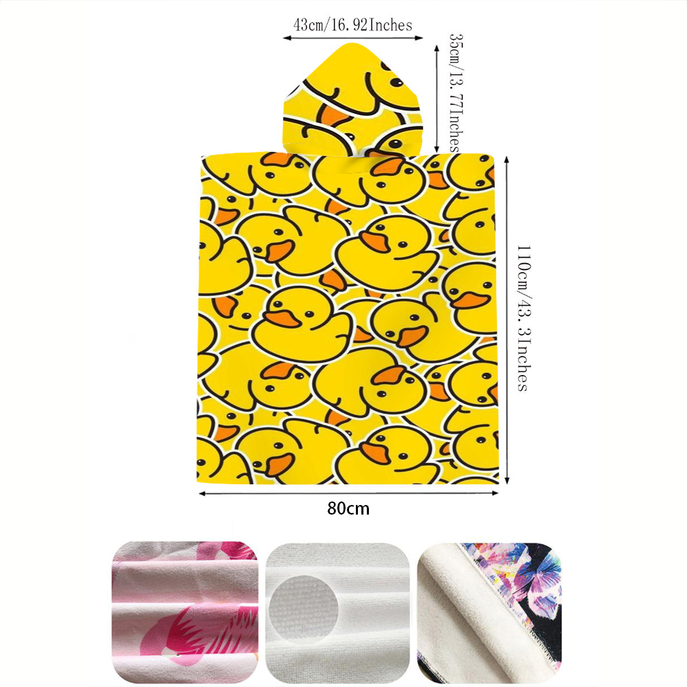 귀여운 노란색 고무 오리 프린트 후드 비치 타월, 성인 - Hooded Bath Towel 리뷰 및 가격