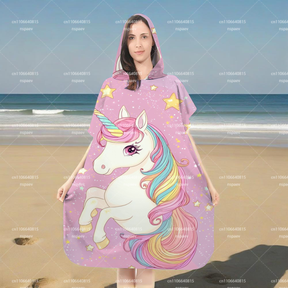 귀여운 핑크 유니콘 별무늬 후드 목욕 가운 (여성 및  - Hooded Bath Towel 리뷰 및 가격