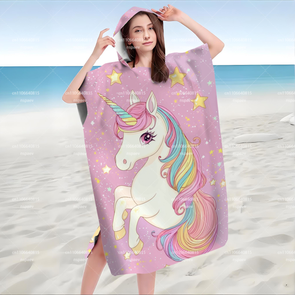 귀여운 핑크 유니콘 별무늬 후드 목욕 가운 (여성 및  - Hooded Bath Towel 리뷰 및 가격