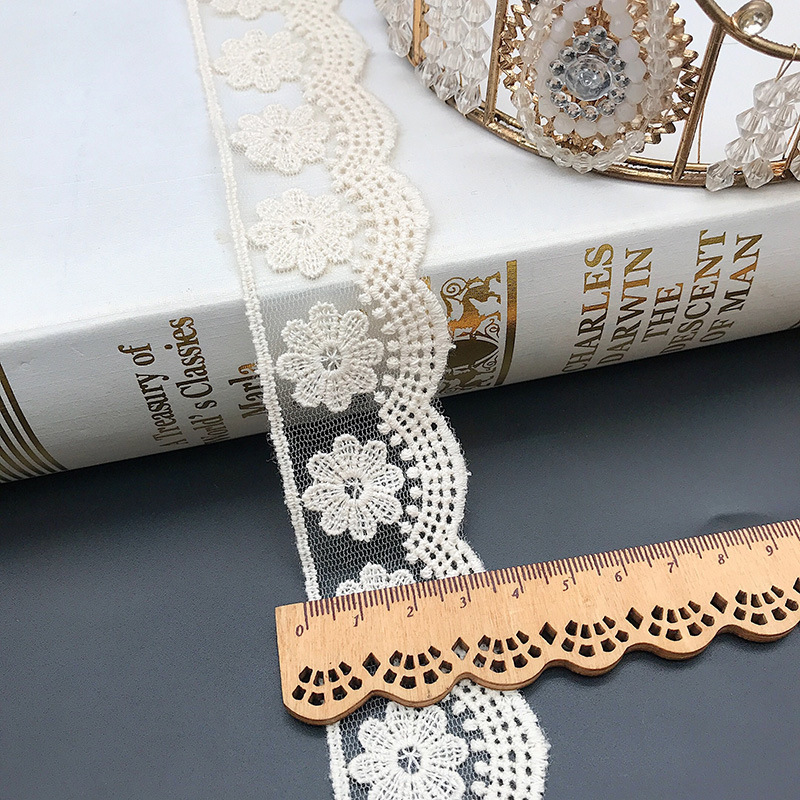 3 야드/로트 자수 화이트 베이지 코튼 스레드 Tull - Baby Clothing Embroidery 리뷰 및 가격