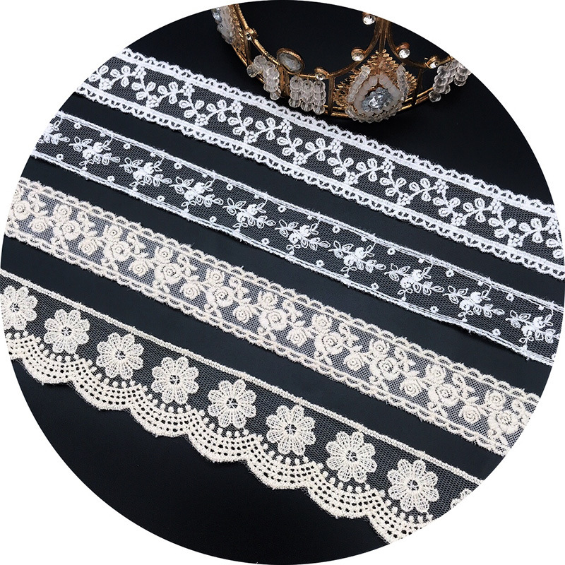 3 야드/로트 자수 화이트 베이지 코튼 스레드 Tull - Baby Clothing Embroidery 리뷰 및 가격