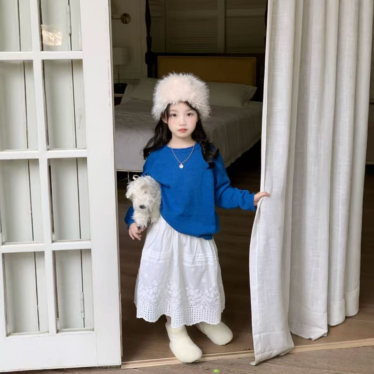 봄 가을 아기 소녀 니트 스웨터 느슨한 블루 풀오버 유 - Baby Clothing Jumper 리뷰 및 가격
