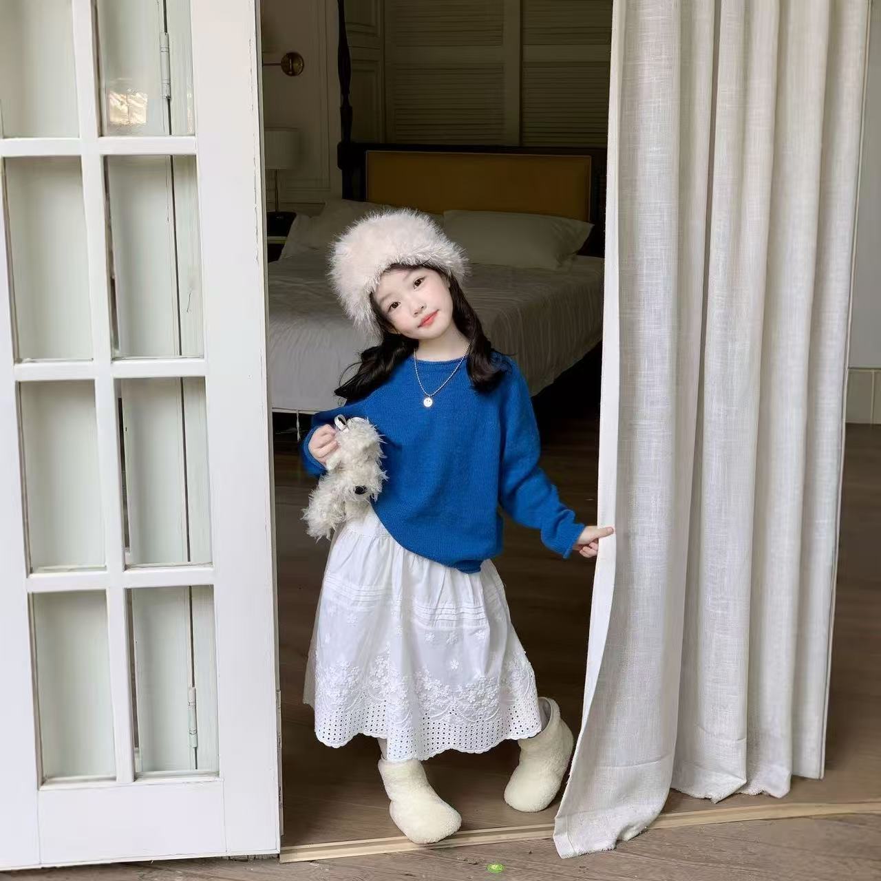 봄 가을 아기 소녀 니트 스웨터 느슨한 블루 풀오버 유 - Baby Clothing Jumper 리뷰 및 가격