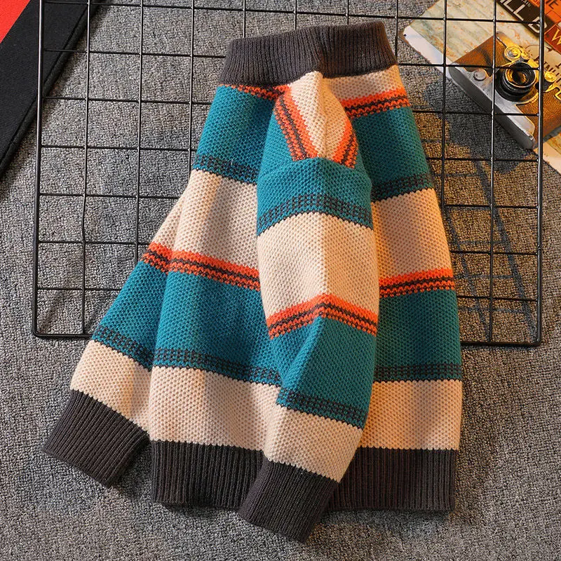 소년 니트 스웨터 새로운 겨울 어린이 줄무늬 점퍼 어린 - Baby Clothing Jumper 리뷰 및 가격